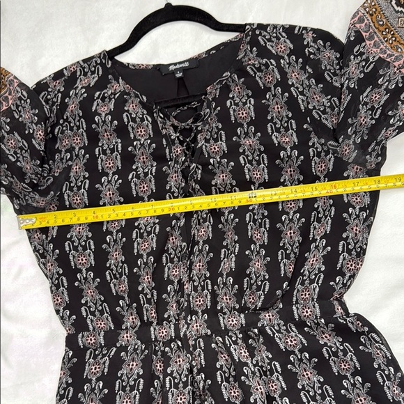 MADEWELL SIZE 6 Bohemian Long Sleeve midi Black and Brown Patterned Dress - Picture 6 of 14